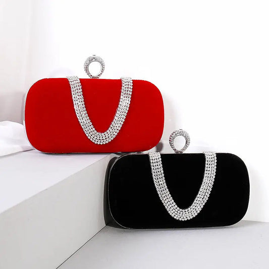 Velvet evening clutch with crystal detail — Vessa Bags