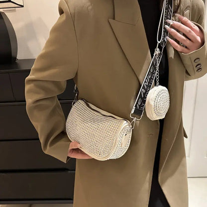 Luxury Rhinestone Shoulder Bag with Mini Purse – Chic Crossbody for Women - Trends Zone