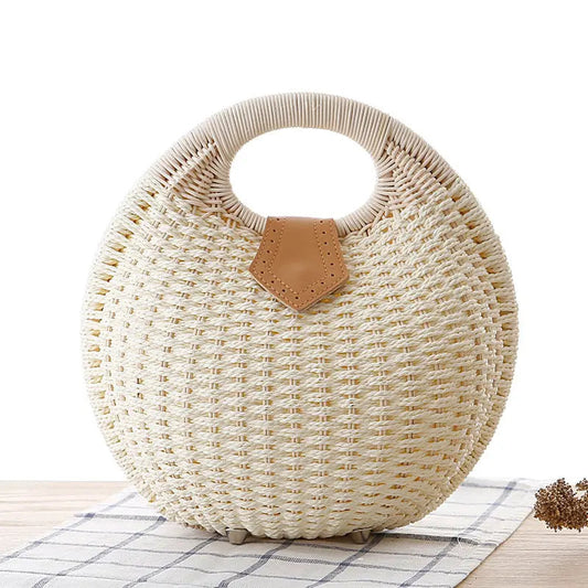 Boho woven rattan handbag — Vessa Bags
