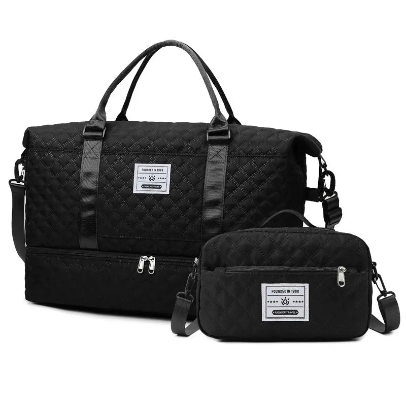 Checkered sports tote with shoe compartment — Vessa Bags