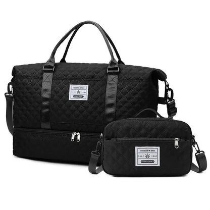 Checkered sports tote with shoe compartment — Vessa Bags
