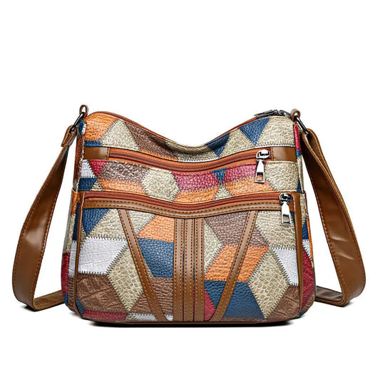 Colour-blocked large-capacity shoulder bag — Vessa Bags