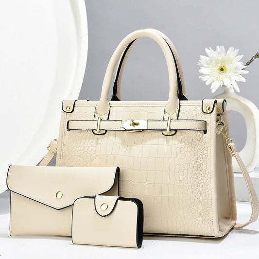 Croc-embossed tote bag set — Vessa Bags