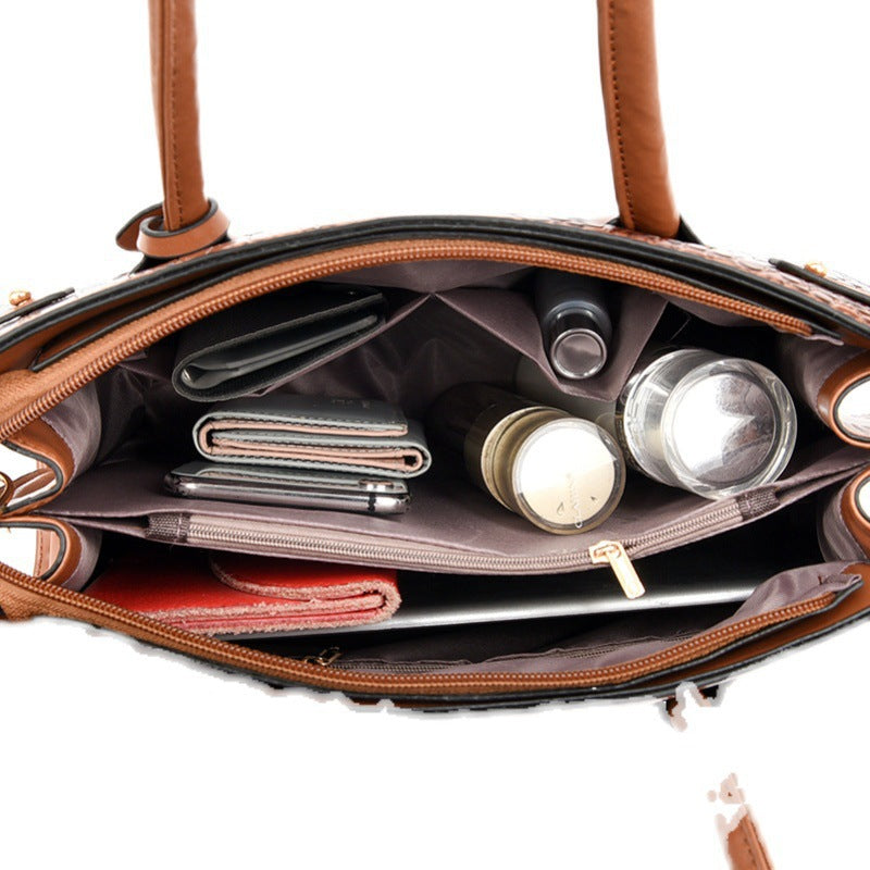 Crocodile-Textured 3-Piece Handbag Set