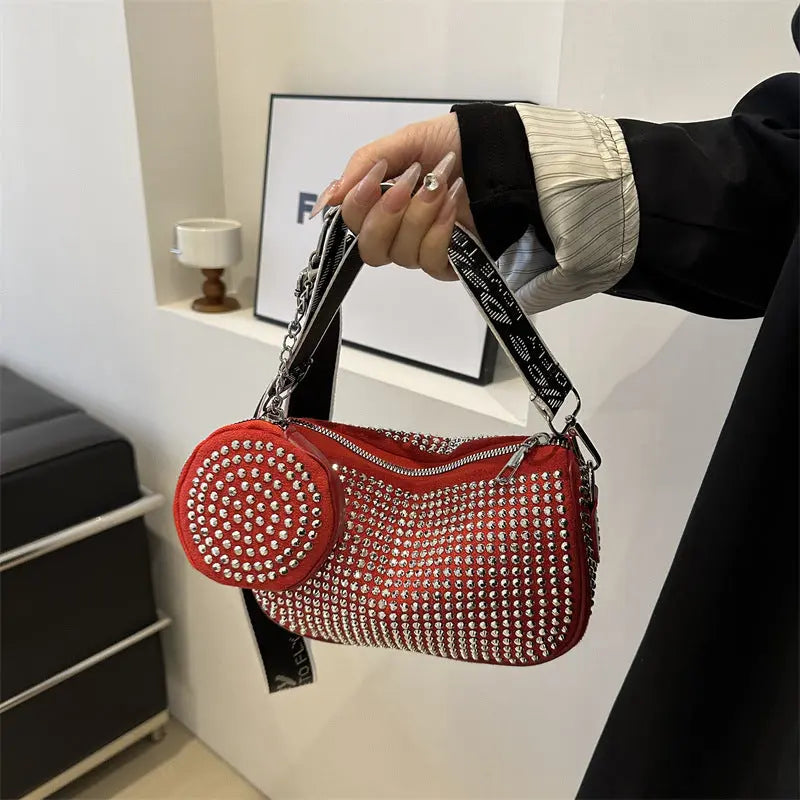 Luxury Rhinestone Shoulder Bag with Mini Purse – Chic Crossbody for Women - Trends Zone