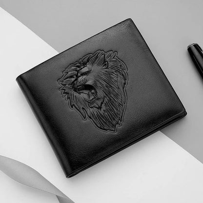 Men's zipper wallet with embossed lion pattern — Vessa Bags