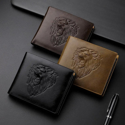 Men's Zipper Wallet Lion Embossed Pattern Animal - Trends Zone