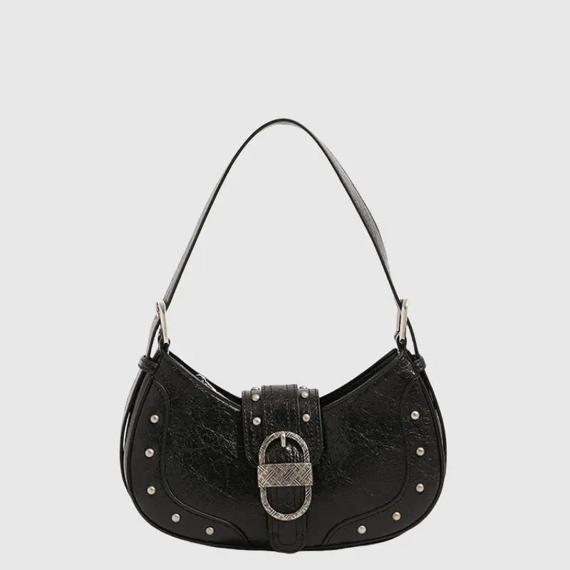 Oil wax leather flap shoulder messenger bag with rivets — Vessa Bags