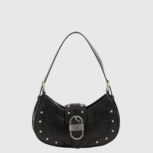 Oil wax leather flap shoulder messenger bag with rivets — Vessa Bags