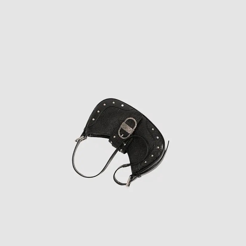 New Oil Wax Leather Personality Rivets Flap Shoulder Messenger Bag - Trends Zone