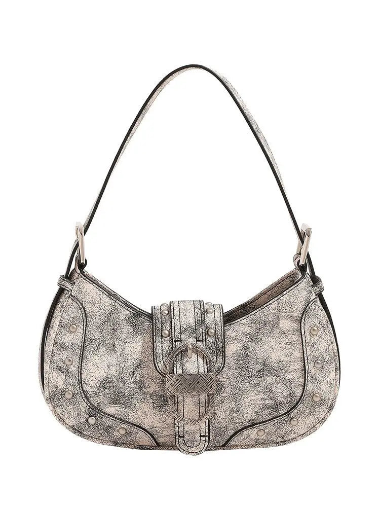 New Oil Wax Leather Personality Rivets Flap Shoulder Messenger Bag - Trends Zone