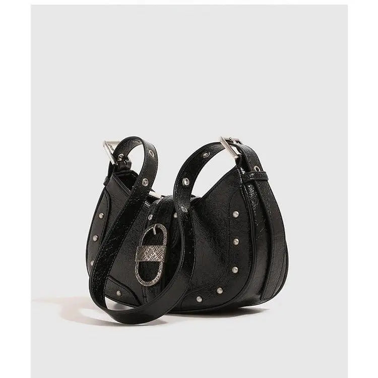 New Oil Wax Leather Personality Rivets Flap Shoulder Messenger Bag - Trends Zone